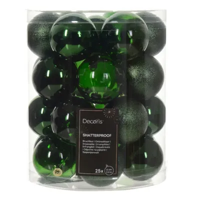 Kerstbalmix plc d6cm 25st den.grn