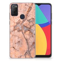 Alcatel 1S (2021) TPU Siliconen Hoesje Marmer Oranje - thumbnail