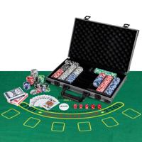 Set Texas Hold'em Pokerchips 400 Casino Pokerchips 2 Decks Kaarten Dealerchip 5 Dobbelstenen Vilten Mat Aluminium Koffer voor Familieavonden