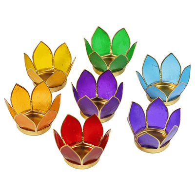 Lotus Sfeerlichten 7 Chakra&apos;s Goudrand (Set van 7)