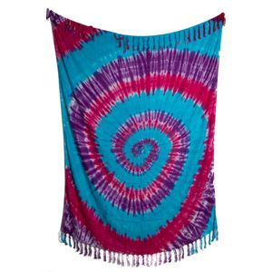 Katoenen Sarong Spiraal Blauw/Roze/Paars (140 x 112 cm)