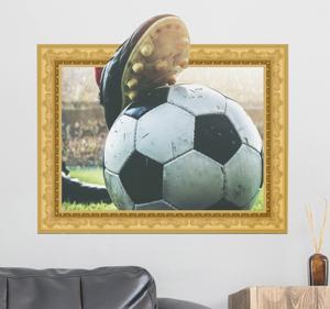 3d muursticker woonkamer met voetbalframe