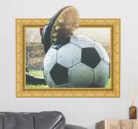 3d muursticker woonkamer met voetbalframe