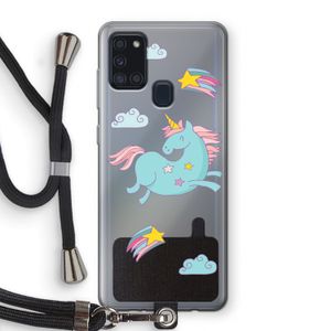 Vliegende eenhoorn: Samsung Galaxy A21s Transparant Hoesje met koord