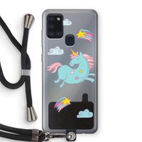 Vliegende eenhoorn: Samsung Galaxy A21s Transparant Hoesje met koord