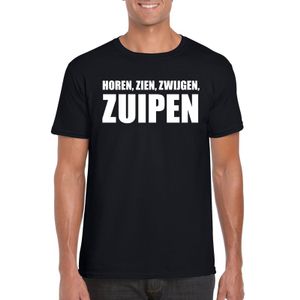 Horen Zien Zwijgen Zuipen heren T-shirt zwart