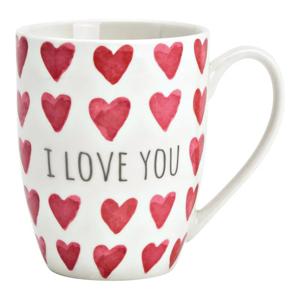 Koffiemokken MR Lover Lover - 1x stuks - Keramiek - wit/rood - 300 ml - 8 x 11 cm