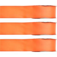Hobby/decoratie sierlint - 3x - satijn - oranje - 1,5 cm/15 mm x 25 meter - cadeaulint