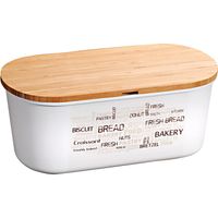 Witte brood bewaarbak/bewaardoos met bamboe houten snijplank deksel - Broodtrommels - thumbnail