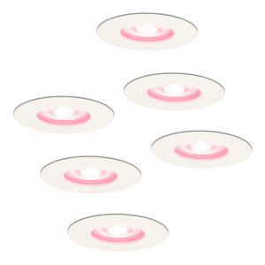 Hofronic Set van 6 stuks smart WiFi dimbare RGBWW LED inbouwspots Bari wit 5,5 Watt IP65 spuitwaterdicht
