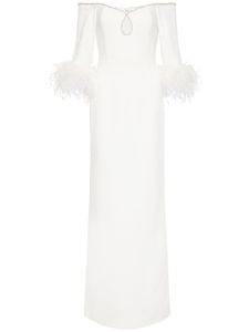 Rebecca Vallance robe longue Plume à ouverture goutte d'eau - Blanc