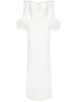 Rebecca Vallance robe longue Plume à ouverture goutte d'eau - Blanc