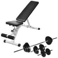 VidaXL Trainingsbank met halterset 30,5 kg - thumbnail