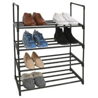 Gerimport Schoenenrek - zwart - 4-laags - metaal - 30 x 60 x 72 cm - voor 12 paar schoenen