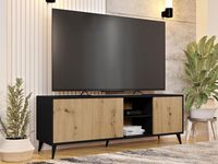 Tv-meubel OVERMARS 2 deuren zwart/artisan eik