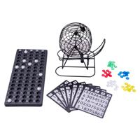 Bingo spel set - zwart - nummers 1-75 - met molen - bingo spelen - bingomolen - lotto spellen
