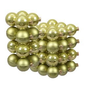 52x stuks glazen kerstballen salie groen (oasis) 6 en 8 cm mat/glans - Kerstbal