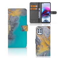 Motorola Moto G100 | Bookcase | Marble Blue Gold