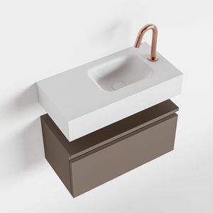 Toiletmeubel Mondiaz Andor | 60 cm | Meubelkleur Smoke | Lex vrijhangend wastafel Talc Rechts | 1 kraangat
