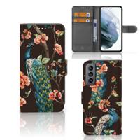 Samsung Galaxy S21 FE | Telefoonhoesje | Met pasjeshouder | Pauw met Bloemen