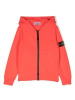 Stone Island Junior hoodie zippé à patch logo - Orange - thumbnail