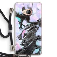 Pastel zwart: HTC U Play Transparant Hoesje met koord