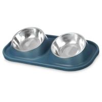Voerbak voor honden Mascow 317 317 Blauw Metaal 40 x 8,5 x 22 cm Dubbel