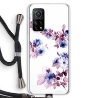 Waterverf bloemen: Xiaomi Mi 10T 5G Transparant Hoesje met koord