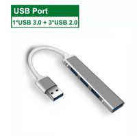 USB Hub - Usb 3.0 - 4-poorts - Mini-hub- Multi Splitter - Hoge Snelheid 5Gbps voor Pc Computer - Multipoort USB - thumbnail