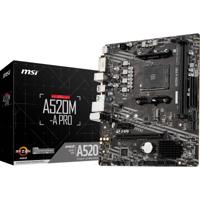MSI a520m-a pro socket am4 moederbord (zwart/grijs, raid, gb-lan, sound, µatx)