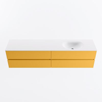 MONDIAZ VICA 200cm badmeubel onderkast Ocher 4 lades. Wastafel MOON rechts zonder kraangat, kleur Talc.