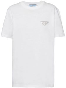 Prada t-shirt à logo orné de cristaux - Blanc