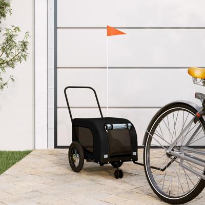 Hondenfietstrailer oxford stof en ijzer zwart