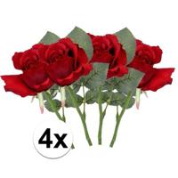 Kunstbloem Roos Alice - 4x - 30 cm - rood - kunststof - luxe - kunstbloemen - decoratie