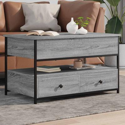 Salontafel 85x50x50 cm bewerkt hout en metaal grijs sonoma