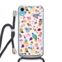 Terrazzo Memphis Pink: iPhone XR Transparant Hoesje met koord