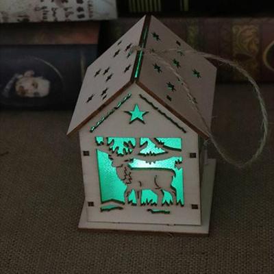 Kerst lichtgevende houten huis kerstboom decoraties opknoping ornamenten DIY cadeau venster decoratie stijl: kleine elanden