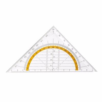 Stylex Geodriehoek - Voordeelset van 5x stuks - met liniaal en gradenboog - kunststof - 14 x 9 cm -