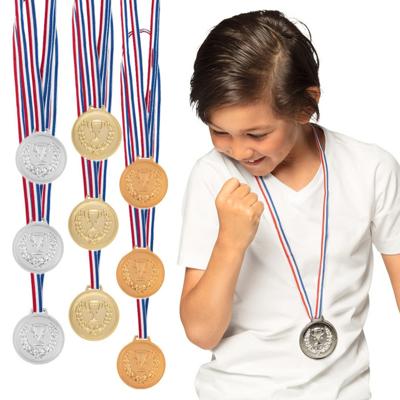 Verkleed medailles met lint - Winnaar - 9x - goud/zilver/brons - kunststof - 6 cm - speelgoed