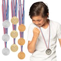 Verkleed medailles met lint - Winnaar - 9x - goud/zilver/brons - kunststof - 6 cm - speelgoed