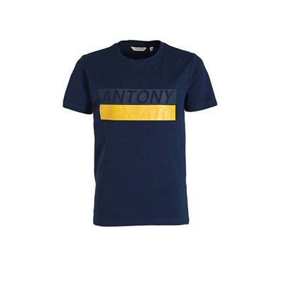 Antony Morato T-shirt met logo en 3D applicatie donkerblauw Antony Morato T-shirt met logo en 3D applicatie donkerblauw