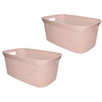 2x Oud roze wasmanden 35 liter 34 x 54 x 23 cm huishouden