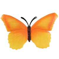 Oranje metalen tuindecoratie muur vlinder 40 cm - Tuinbeelden - thumbnail