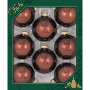 Krebs kerstballen - 8x - bruin kleur - D7 cm - glas - kerstversiering