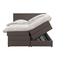 Leen Bakker - Boxspring Met Opbergruimte Liv Egaal - Donker - 180x200 Cm - Stof - Bruin