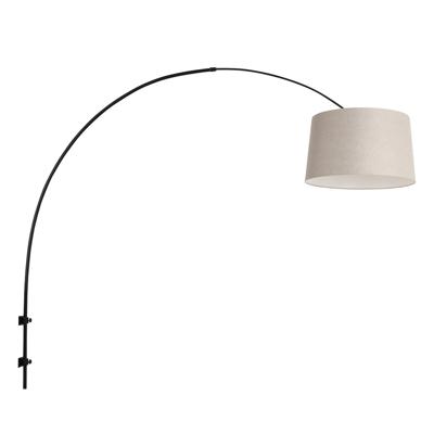 Steinhauer Wand BooglampSparkled zwart met taupe kap - 8194ZW