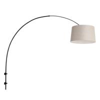 Steinhauer Wand BooglampSparkled zwart met taupe kap - 8194ZW