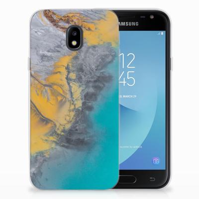 Samsung Galaxy J3 2017 | TPU | Siliconen hoesje | Marble Blue Gold