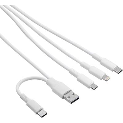 Akyga USB-kabel USB-C stekker, USB-A stekker, Apple Lightning stekker, USB-micro-B stekker 1.20 m Wit AK-USB-52