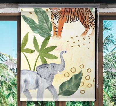 Dieren rolgordijnen Aquarel safari dieren